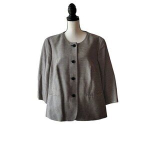 Talbots Size 20W Blue and White Micro-Striped Blazer Jacket - New